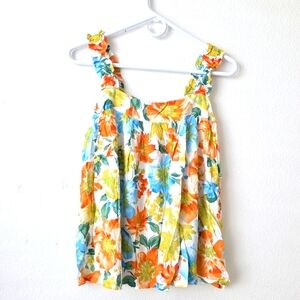 NWOT ILLA ILLA Garden Symphony Sky Blue & Orange Floral Top